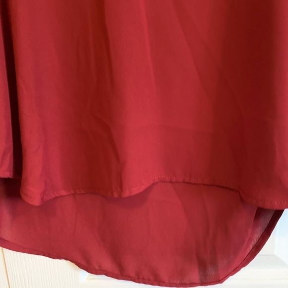 Lily white dark red sheer like blouse with cut out shoulders - Picture 6 of 8